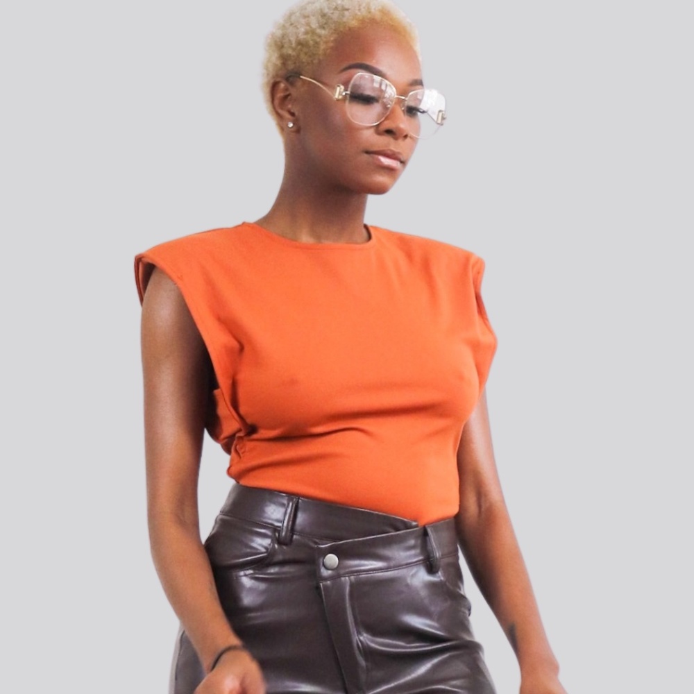 PADDED SHOULDER BODYSUIT